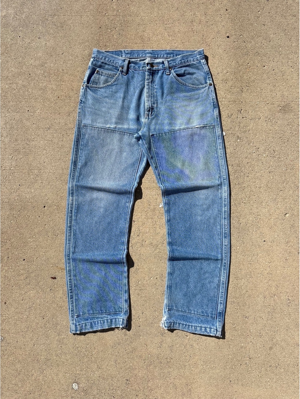 Vintage Wrangler Faded Blue Double Knee Panel Jeans W34 L32